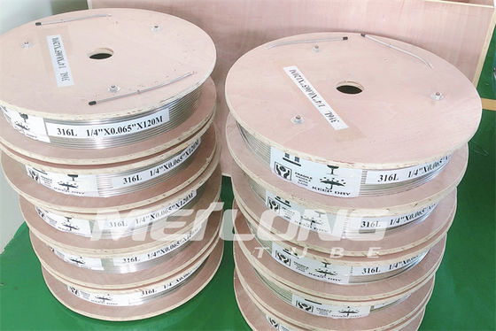 NACE MR0175 / ISO15156 SS Tabung Hidraulik Kumparan Tabung Baja SS316L ASTM A269 Mulus