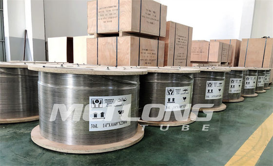 ASTM A269 Jalur Injeksi Kimia Tabung Melingkar Stainless Steel 3/8 '' OD X 0,065 '' WT