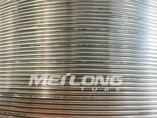 Duplex 2507 Hydraaling Steel Tube Coil ASTM A269 304 Jalur Kontrol Tabung Kapiler Stainless Steel