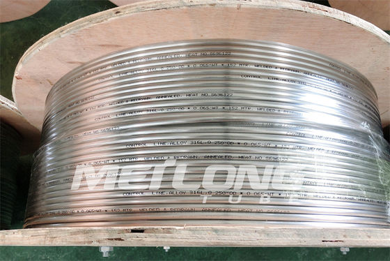 100% Eddy Current Diuji Jalur Kontrol Terenkapsulasi Dengan Ferrule Fittings SS Hydraulic Tubing